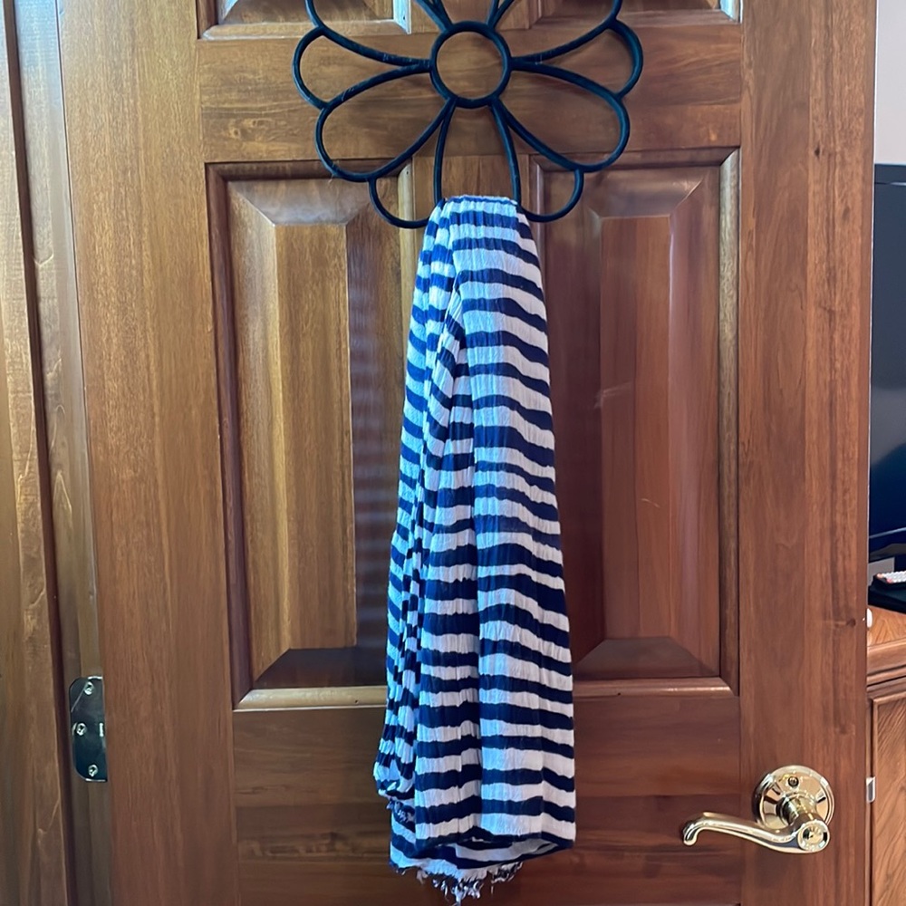 Navy and white striped scarf